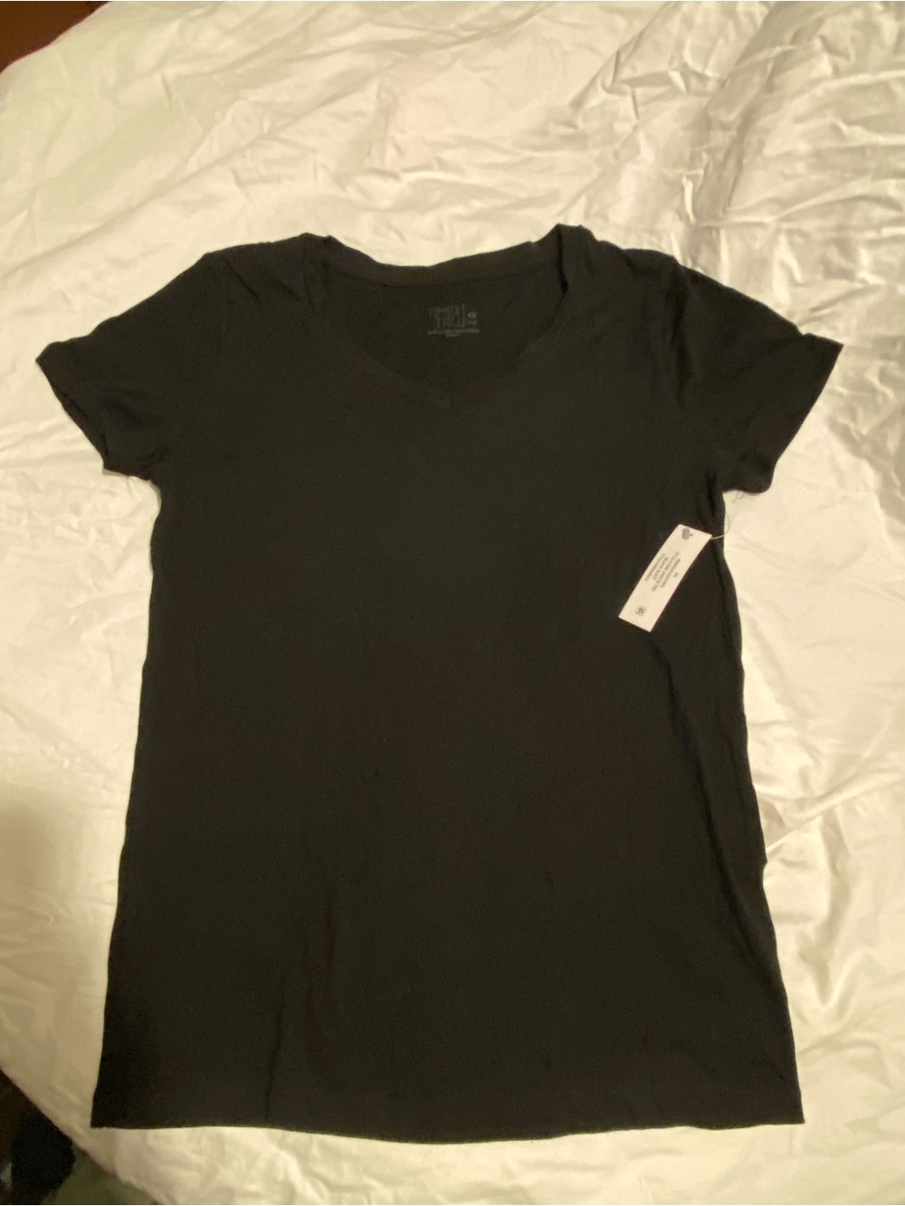 Time and Tru Black V-Neck Short Sleeve Tee - Classic Fit